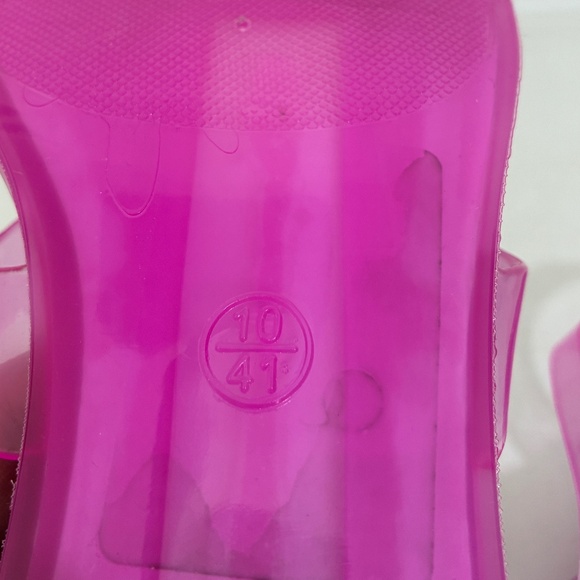 Jeffrey Campbell Pink Gummy-THG Ankle Wrap Kitten Heel Jelly Thong Sandals Sz 10 - Picture 4 of 7